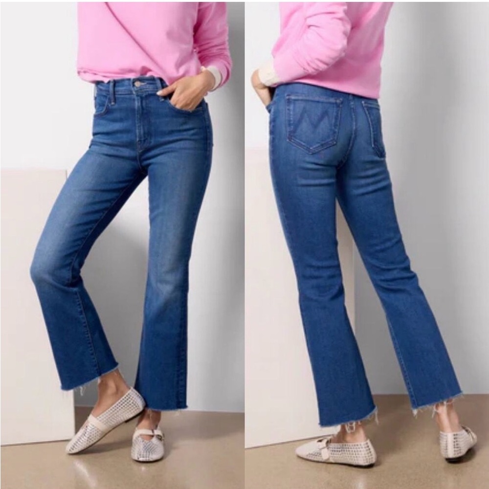 Mother Lil' Hustler Flood Fray High Rise Ankle Jeans in‎ Whatever You Want Sz 25